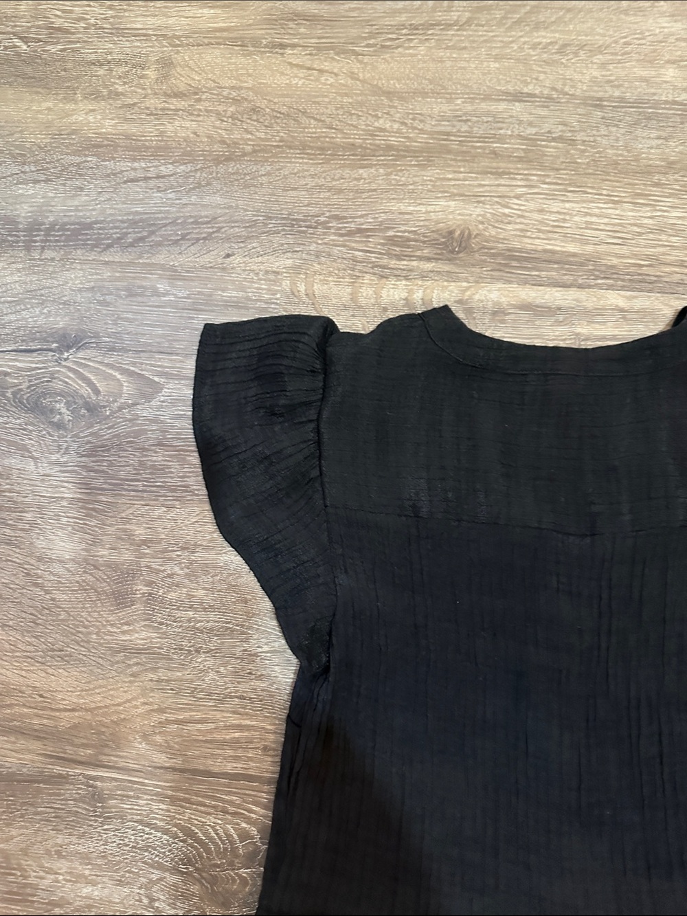 1. State Black Button-Front Ruffle Hem Mini Dress - Picture 10 of 15